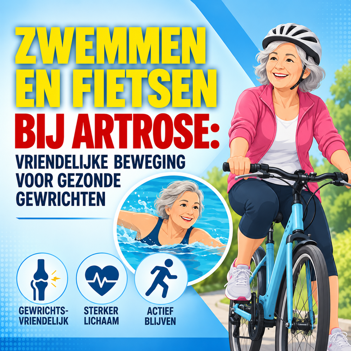 Zwemmen en fietsen bij artrose: waarom laag-impact beweging zo waardevol is