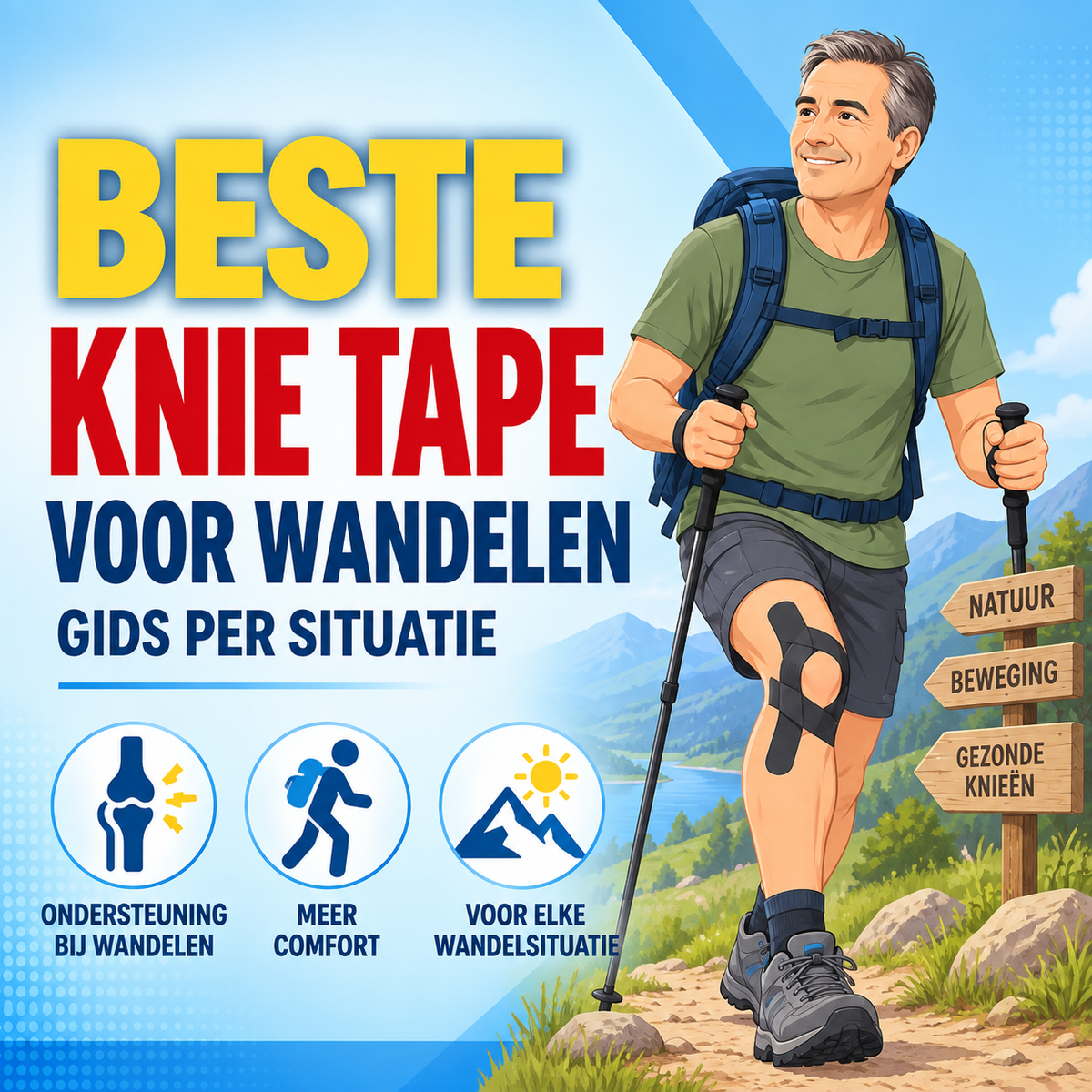 Beste knie tape voor wandelen: gids per situatie