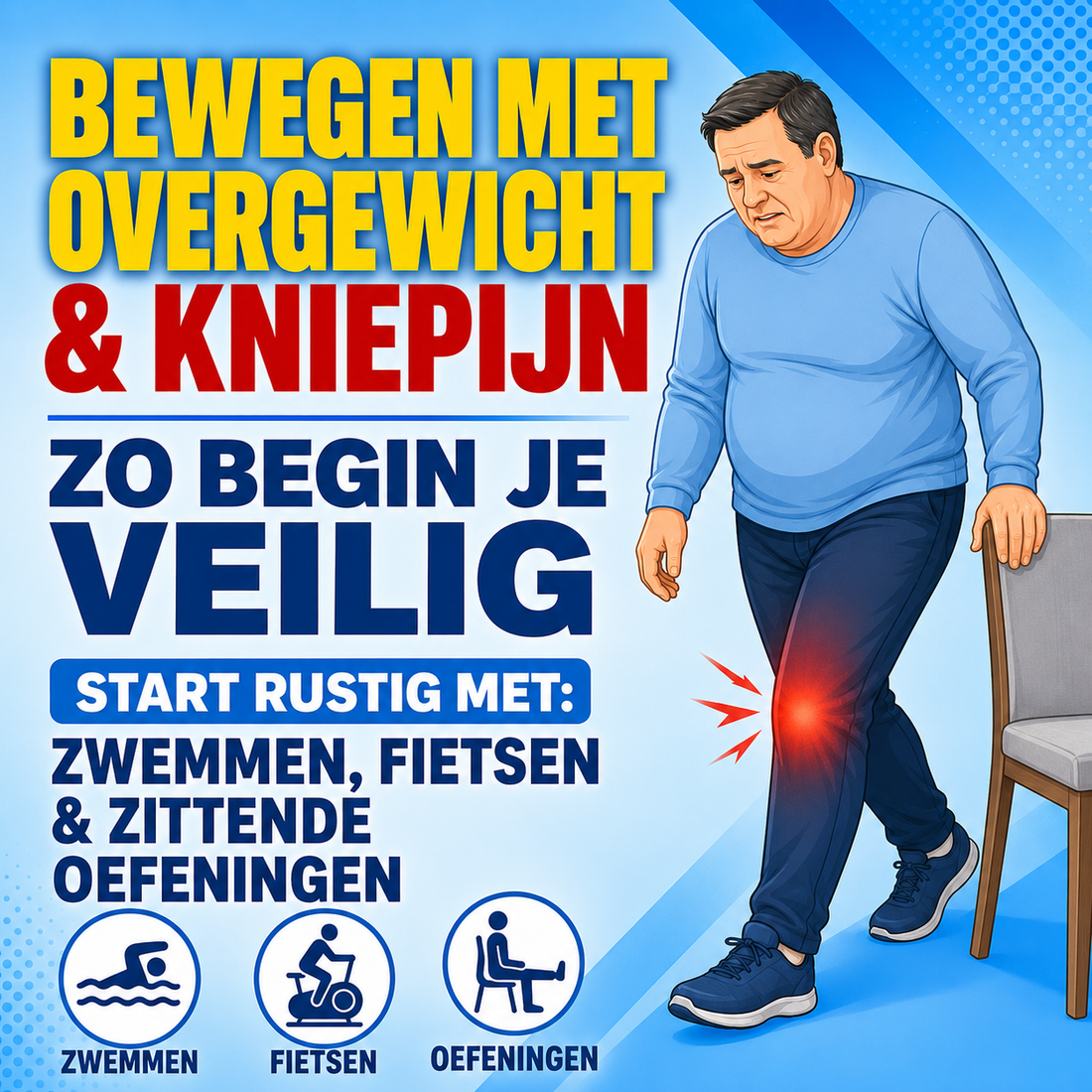 Bewegen met overgewicht en kniepijn: zo begin je veilig