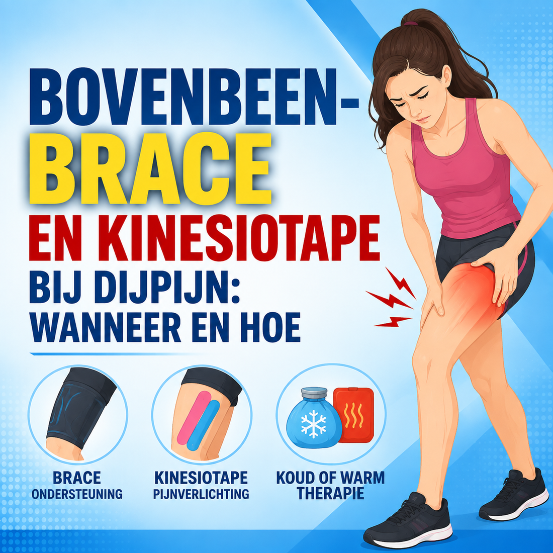 Bovenbeen-brace en kinesiotape bij dijpijn: wanneer en hoe