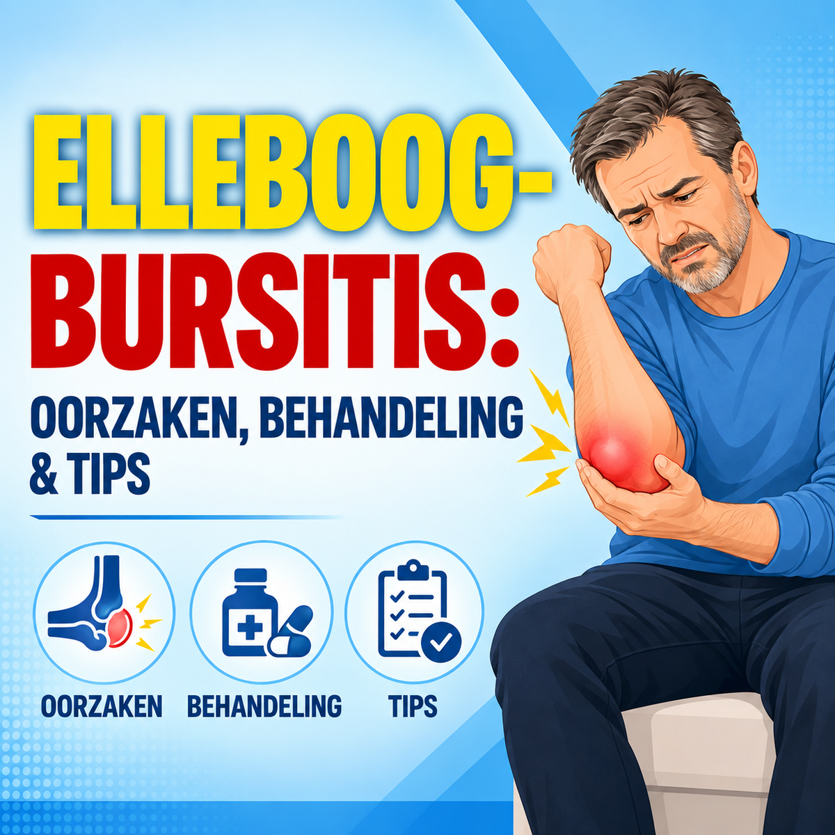 Elleboogbursitis (olecranonbursitis): oorzaken en behandeling
