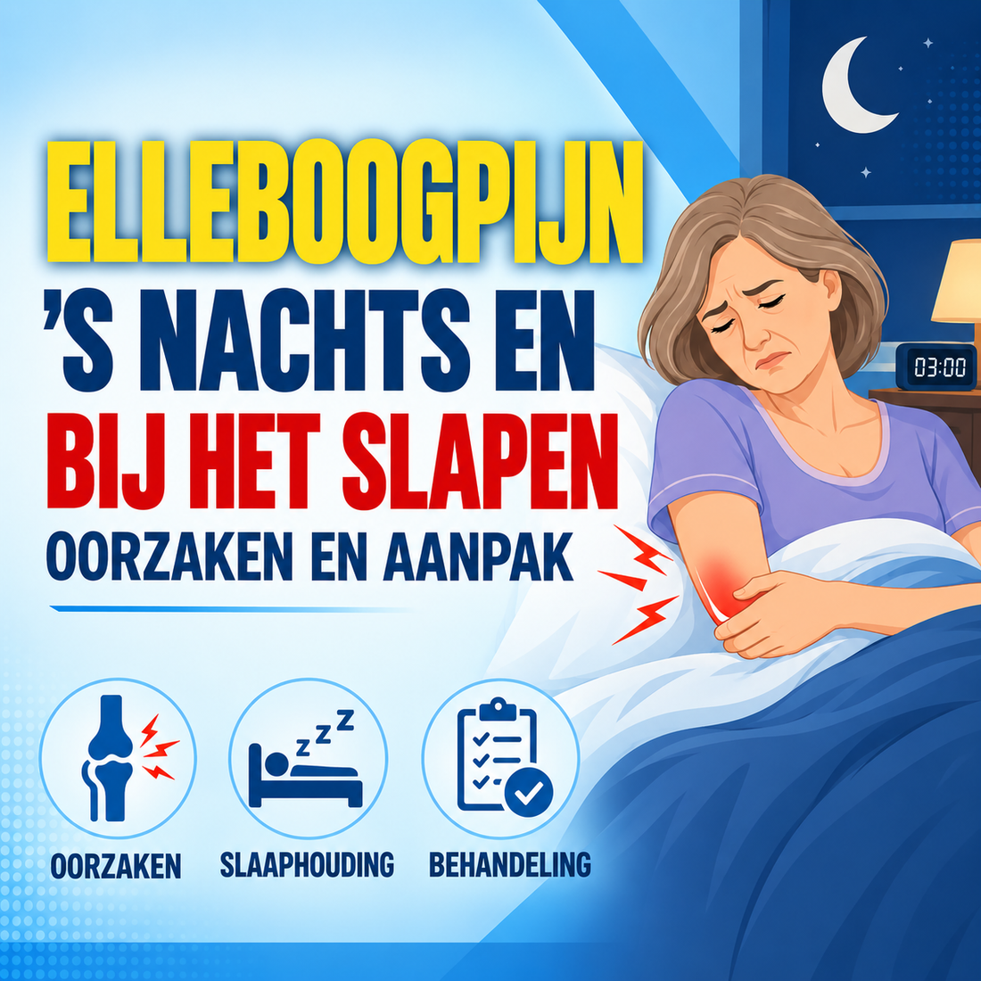 Elleboogpijn 's nachts en bij het slapen: oorzaken en aanpak
