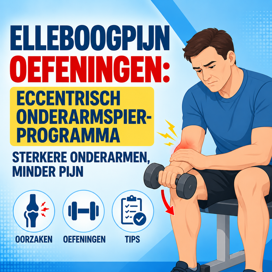 Elleboogpijn oefeningen: eccentrisch onderarmspierkracht-programma