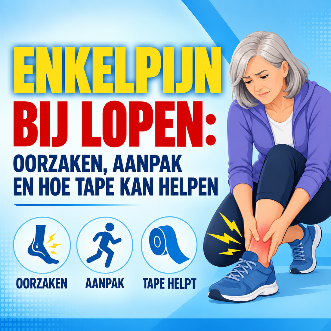Enkelpijn bij lopen: oorzaken, aanpak en hoe tape kan helpen