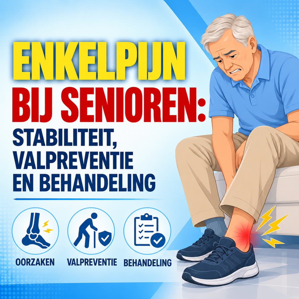 Enkelpijn bij senioren: stabiliteit, valpreventie en behandeling