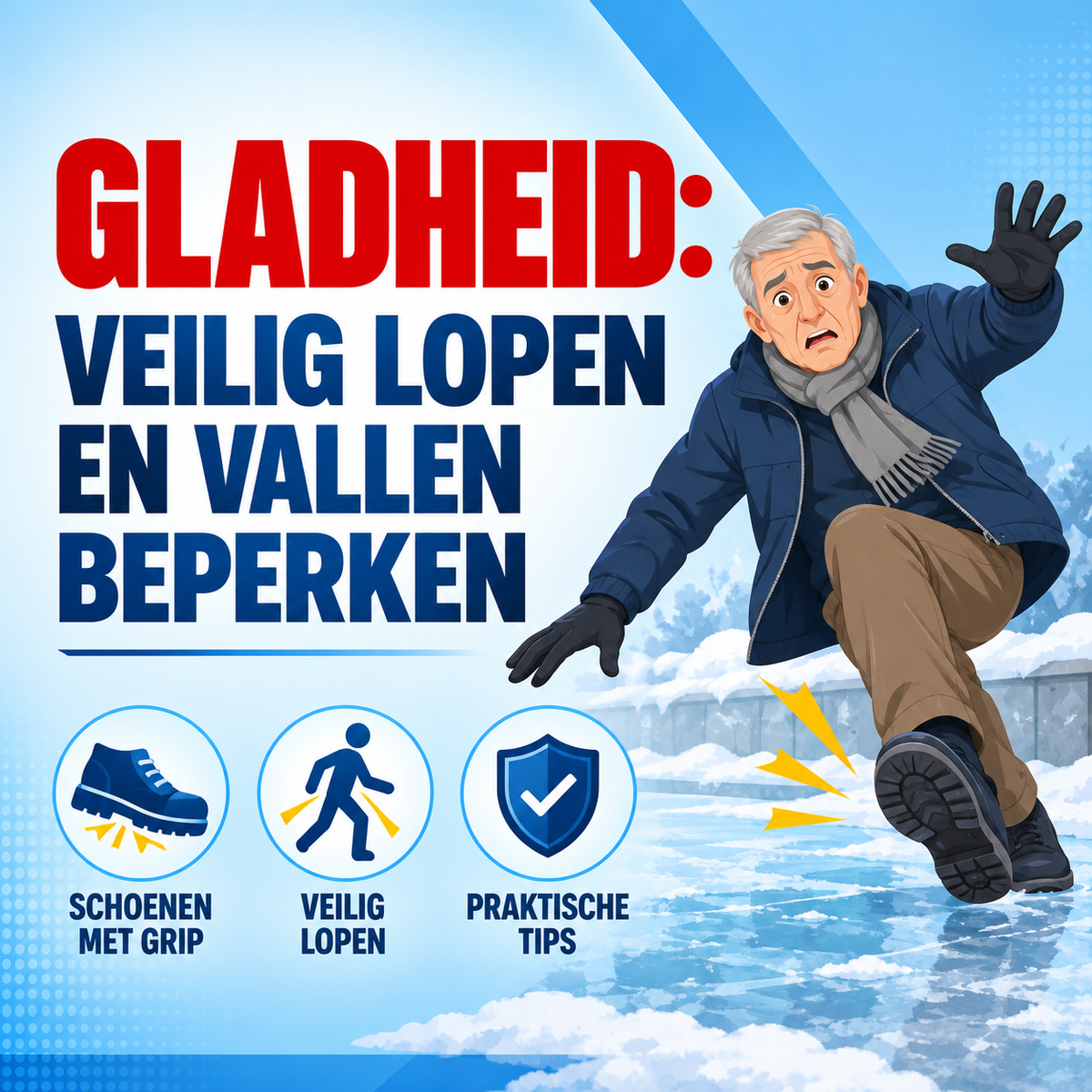 Gladheid: veilig lopen en vallen beperken