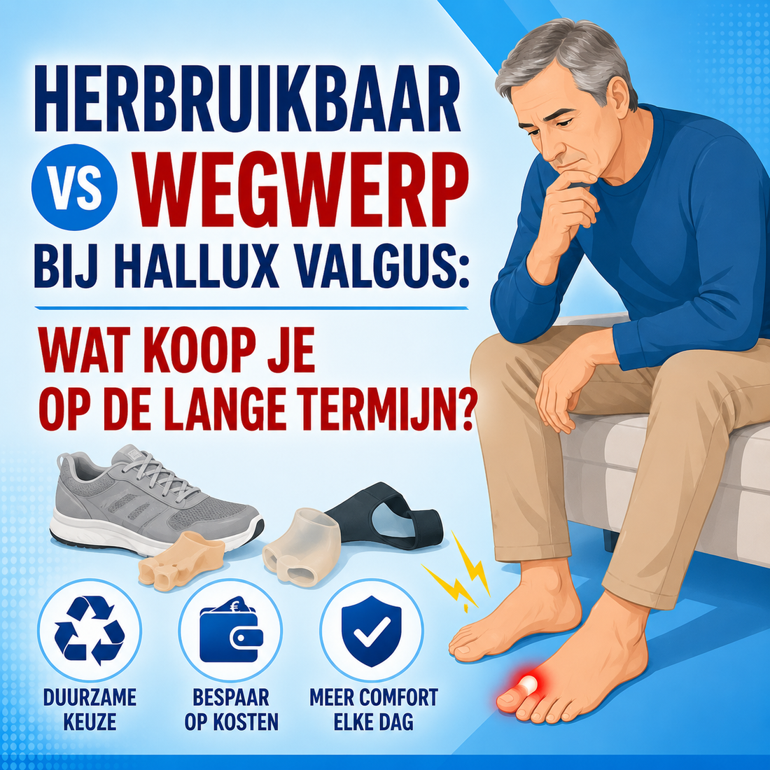 Herbruikbare vs wegwerp producten bij hallux valgus: wat koop je op de lange termijn?