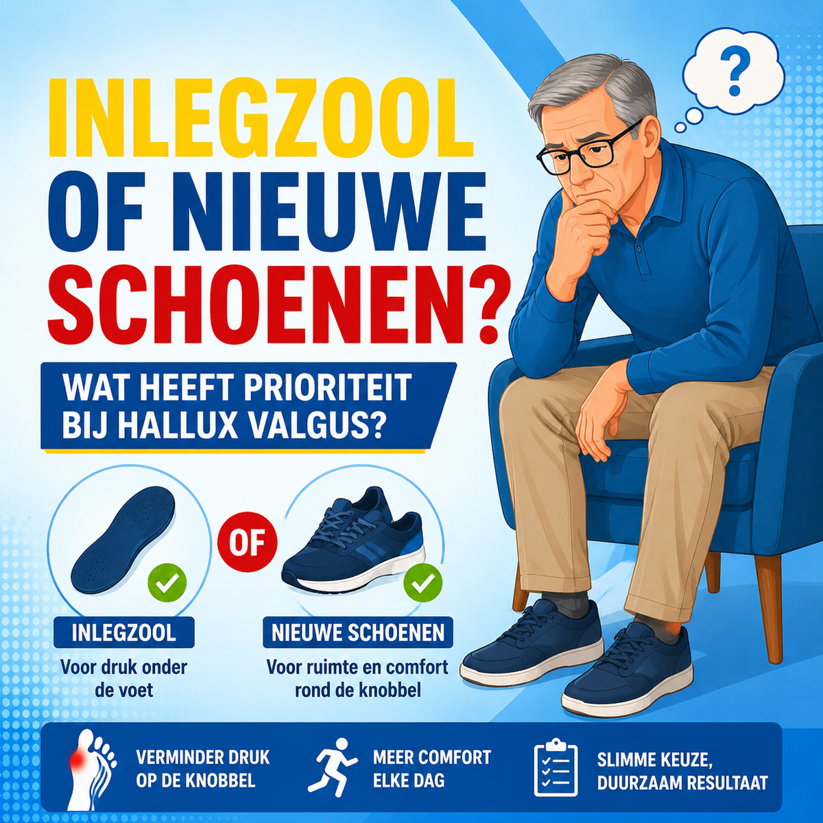 Inlegzool of nieuwe schoenen bij hallux valgus: wat heeft prioriteit?