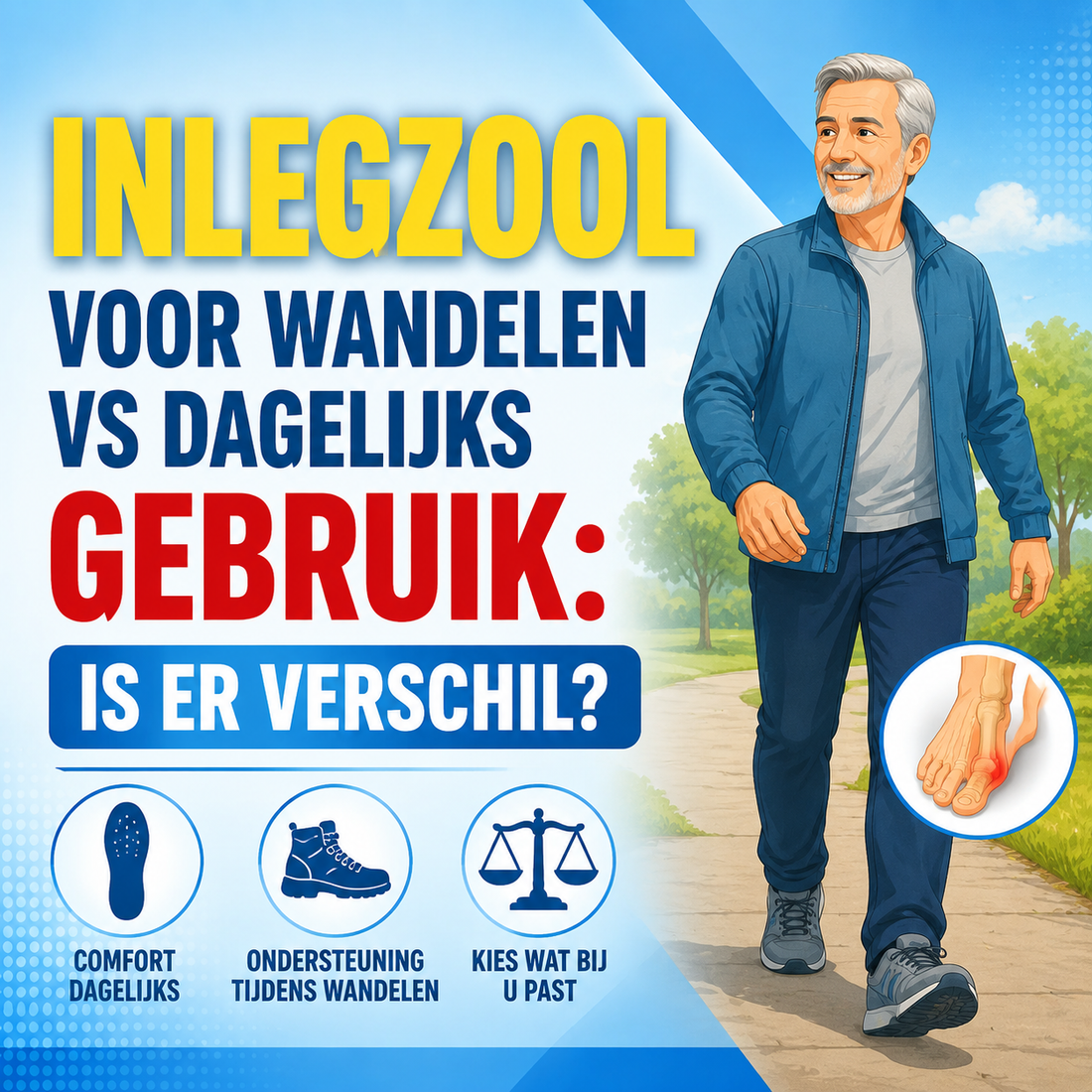 Inlegzool voor wandelen vs dagelijks gebruik bij hallux valgus: is er verschil?