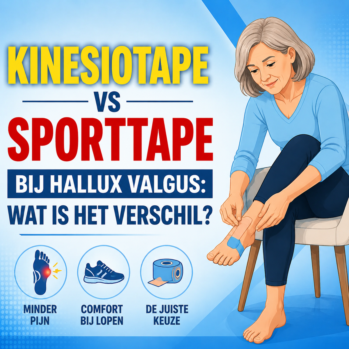 Kinesiotape vs sporttape bij hallux valgus: wat is het verschil?