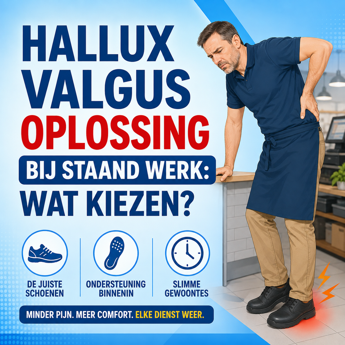 Hallux valgus oplossing bij staand werk: wat kiezen?