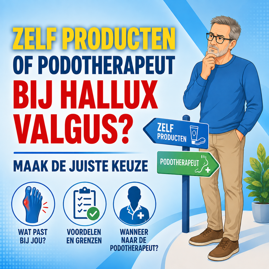 Podotherapeut of zelf producten kiezen bij hallux valgus?