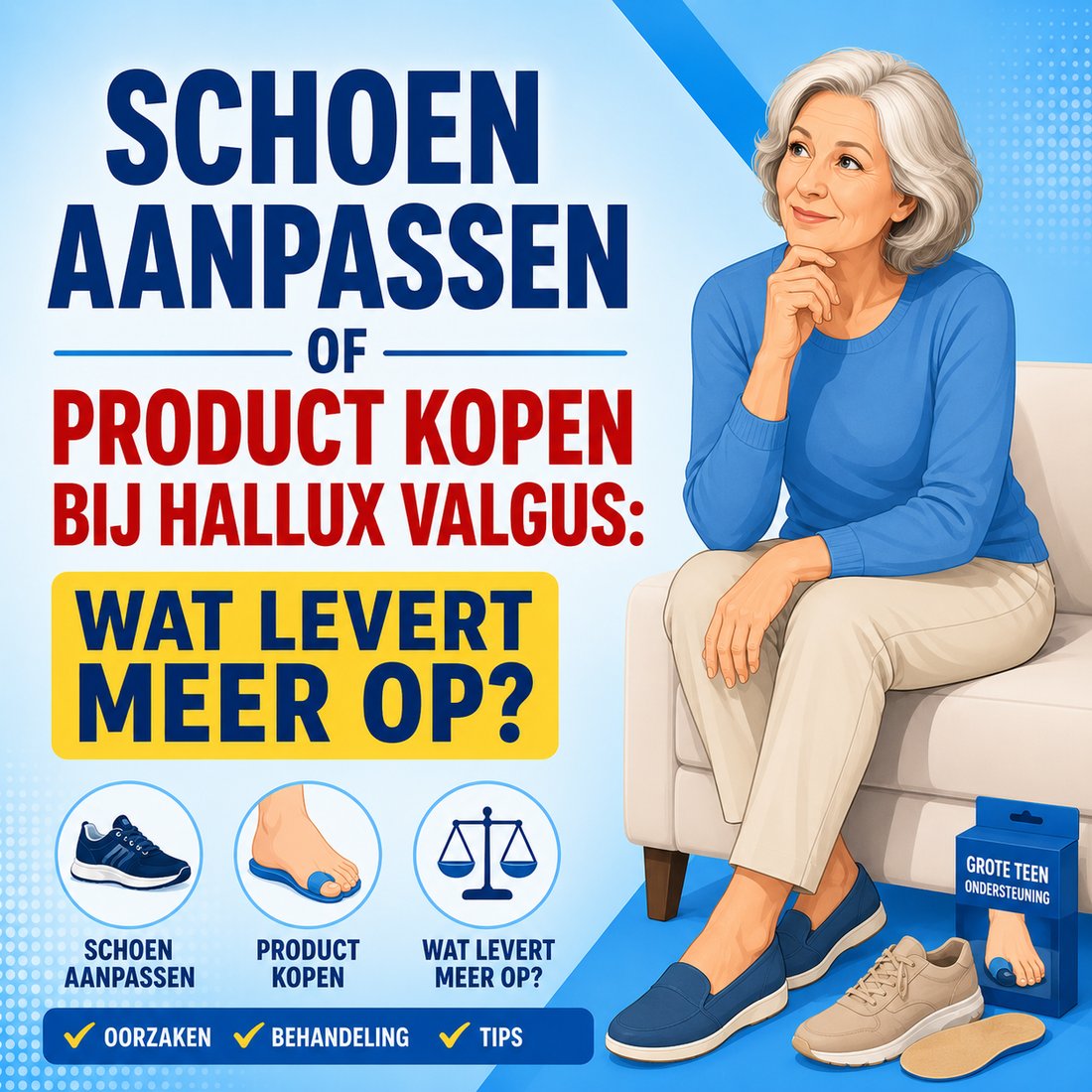 Schoen aanpassen of product kopen bij hallux valgus: wat levert meer op?