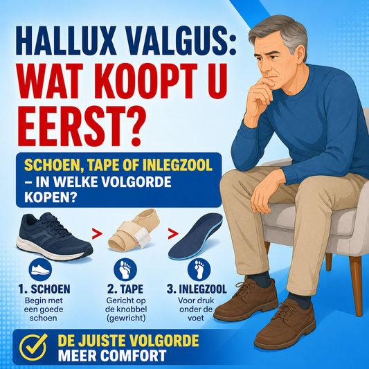 Hallux valgus: schoen, tape of inlegzool — in welke volgorde kopen?