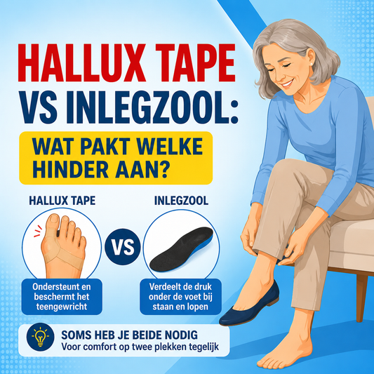 Hallux tape vs inlegzool: wat pakt welke hinder aan?