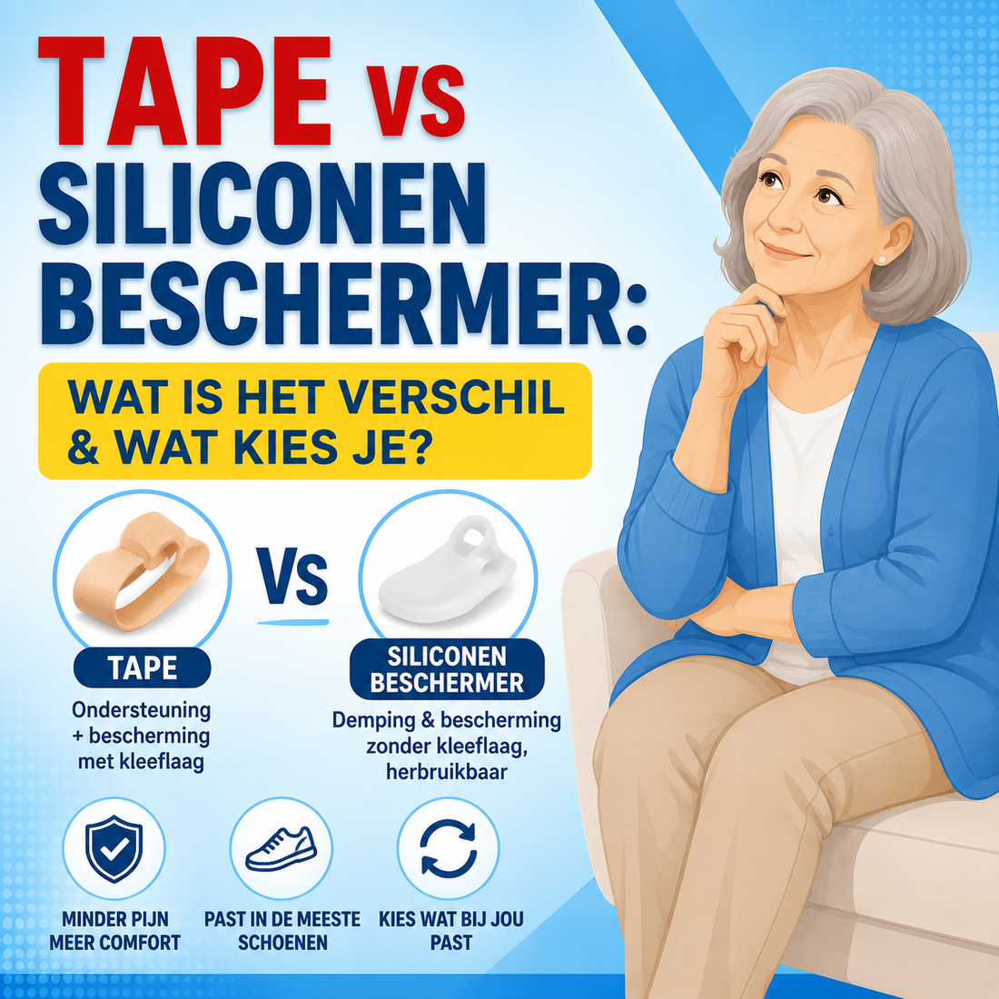 Hallux tape vs siliconen beschermer: wat is het verschil en wat kies je?