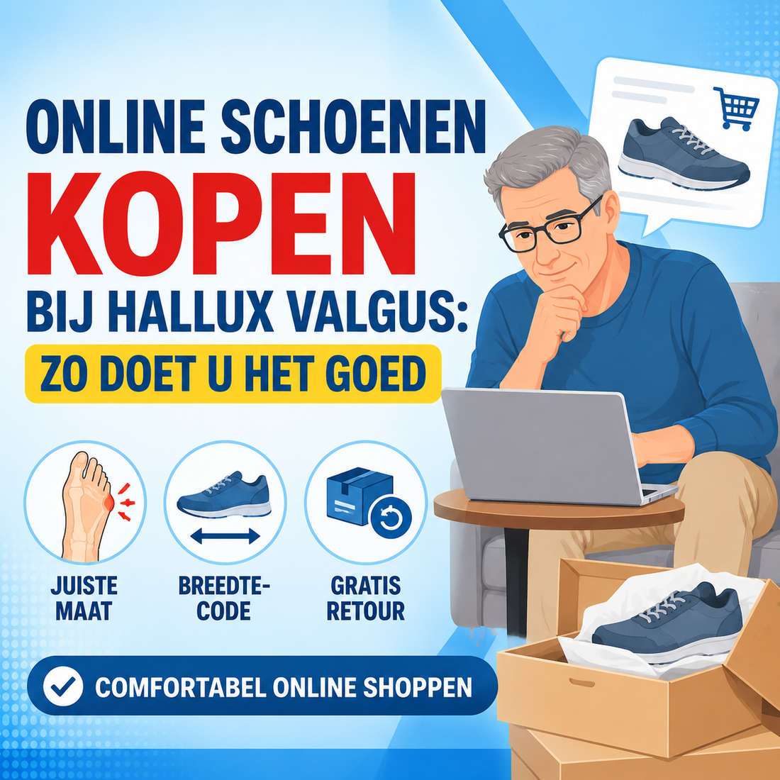 Online schoenen kopen bij hallux valgus: zo doet u het goed