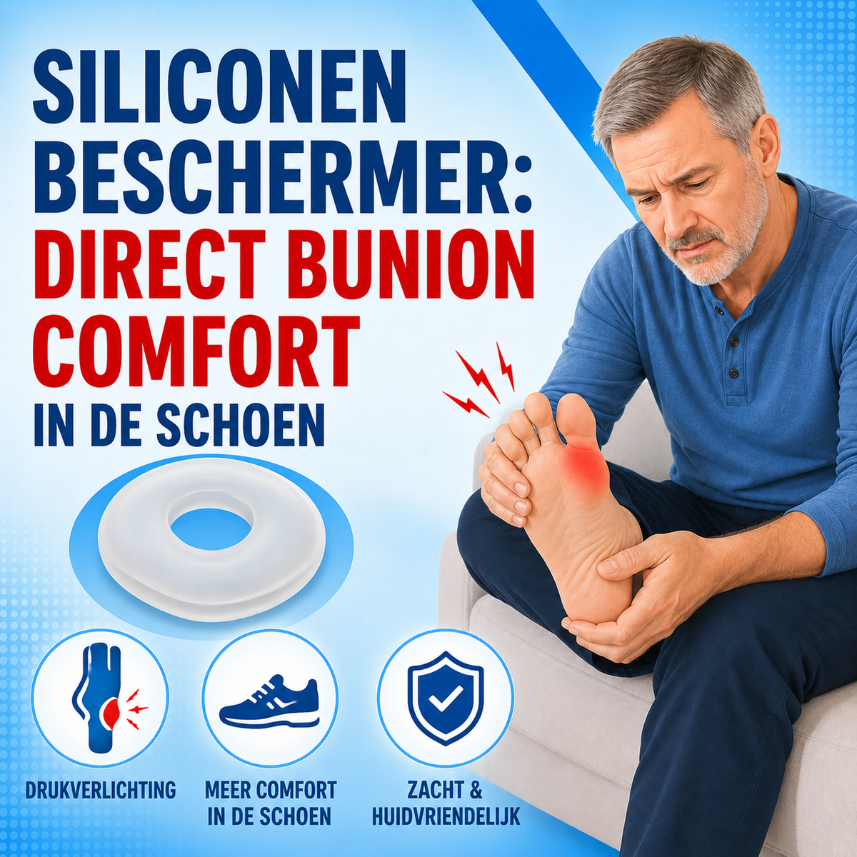 Siliconen beschermer bij hallux valgus: direct bunion comfort in de schoen