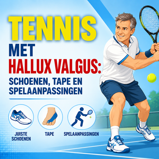 Tennis spelen met hallux valgus: schoenen, tape en spelaanpassingen