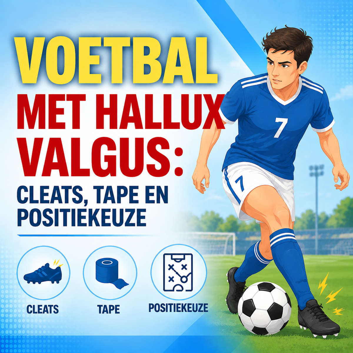 Voetbal spelen met hallux valgus: cleats, tape en positiekeuze