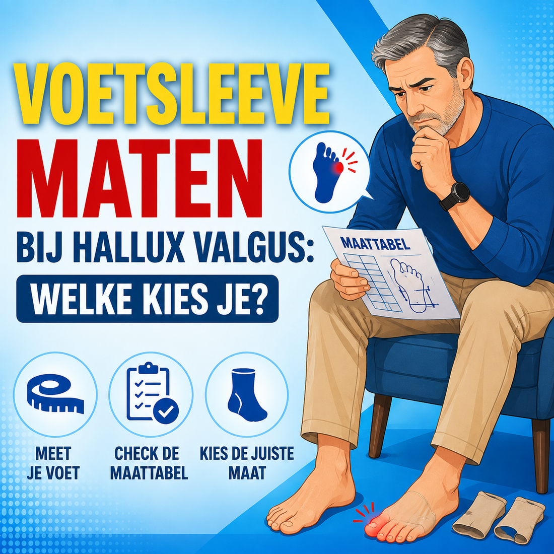 Voetsleeve maten bij hallux valgus vergelijken: welke kies je?