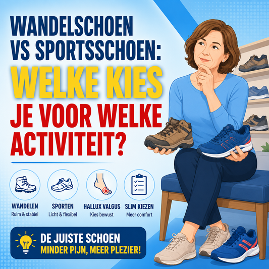 Wandelschoen vs sportschoen bij hallux valgus: welke kies je voor welke activiteit?