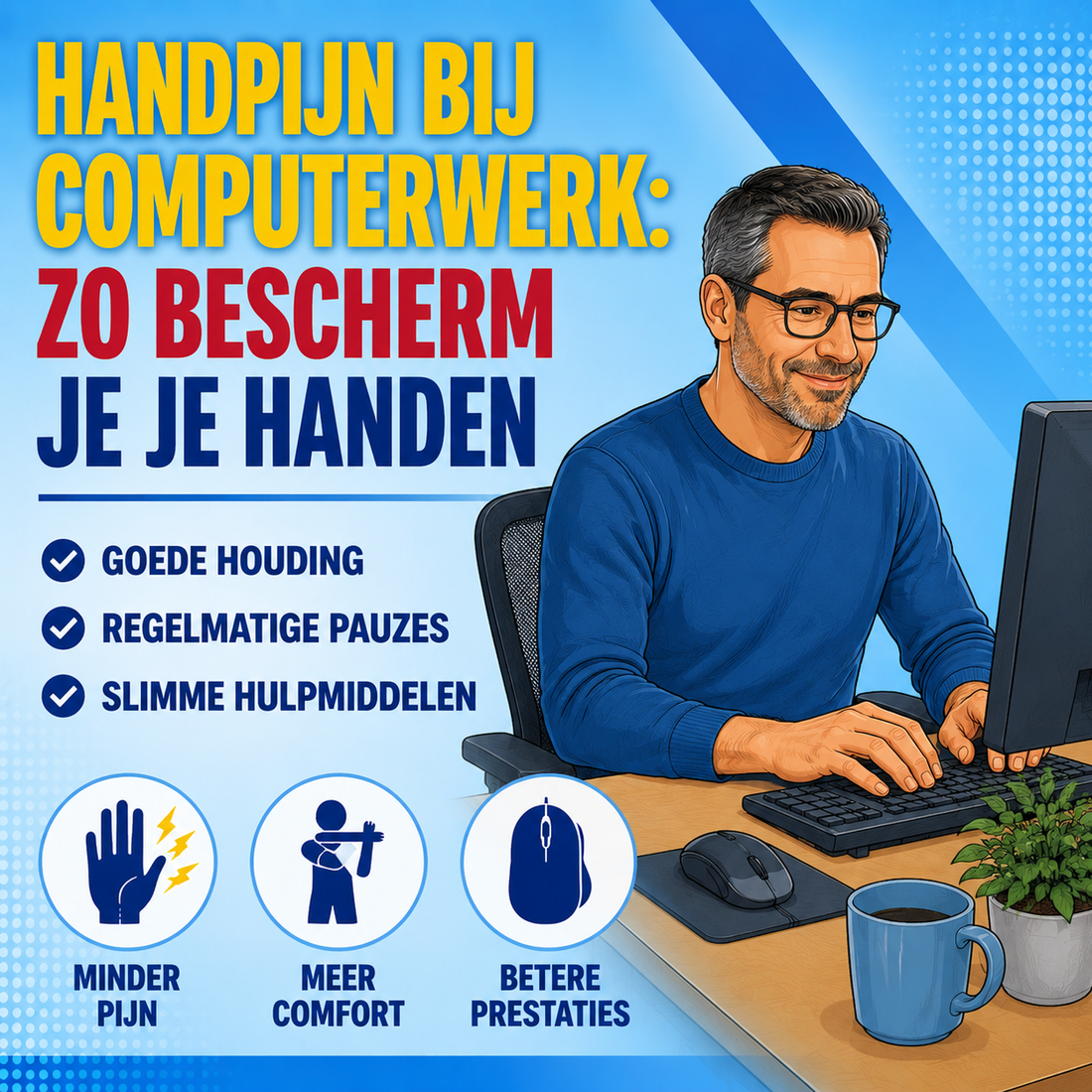 Handpijn bij computerwerk: zo bescherm je je handen