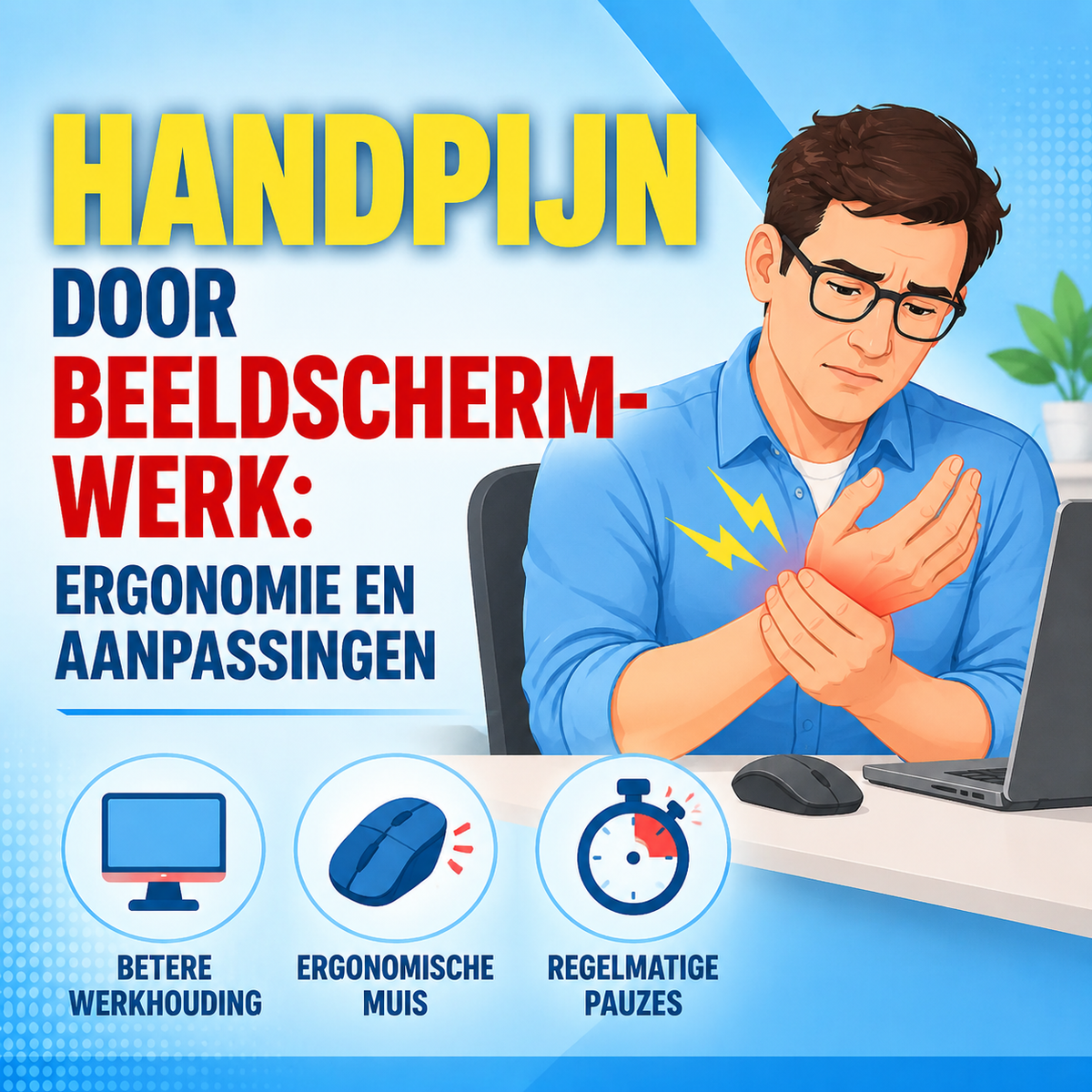 Handpijn door beeldschermwerk: ergonomie en aanpassingen