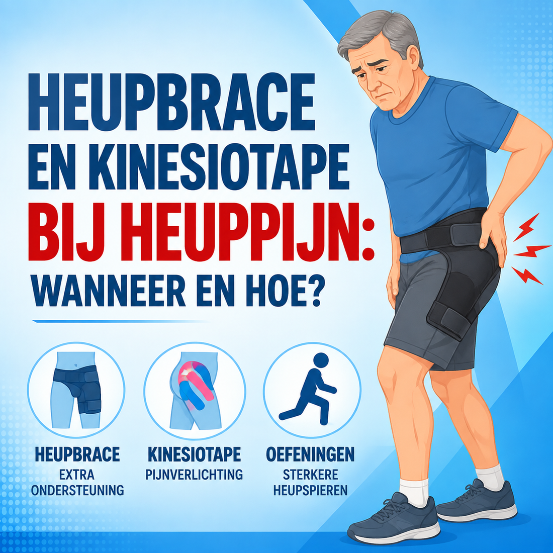 Heupbrace en kinesiotape bij heuppijn: wanneer en hoe