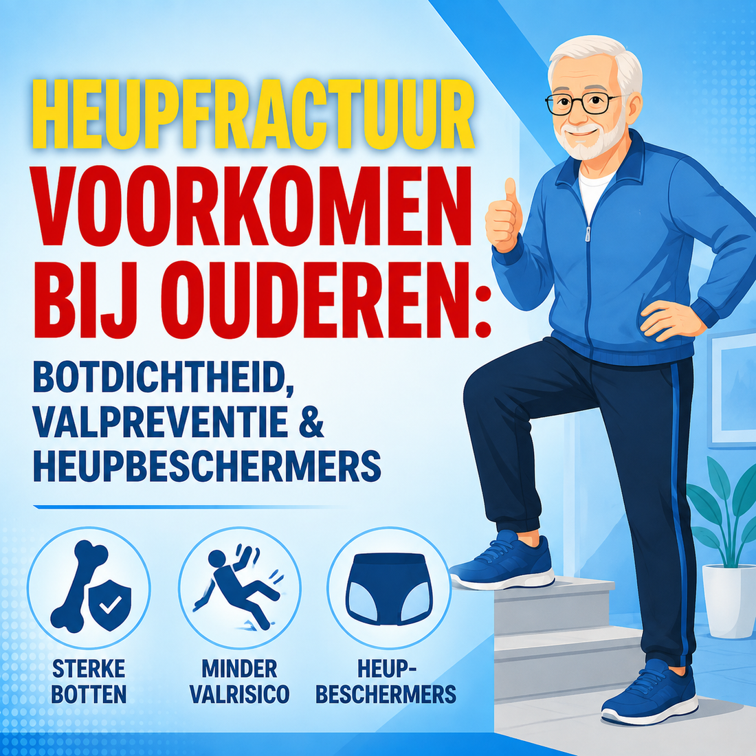 Heupfractuur voorkomen bij ouderen: alles over botdichtheid, valpreventie en heupbeschermers
