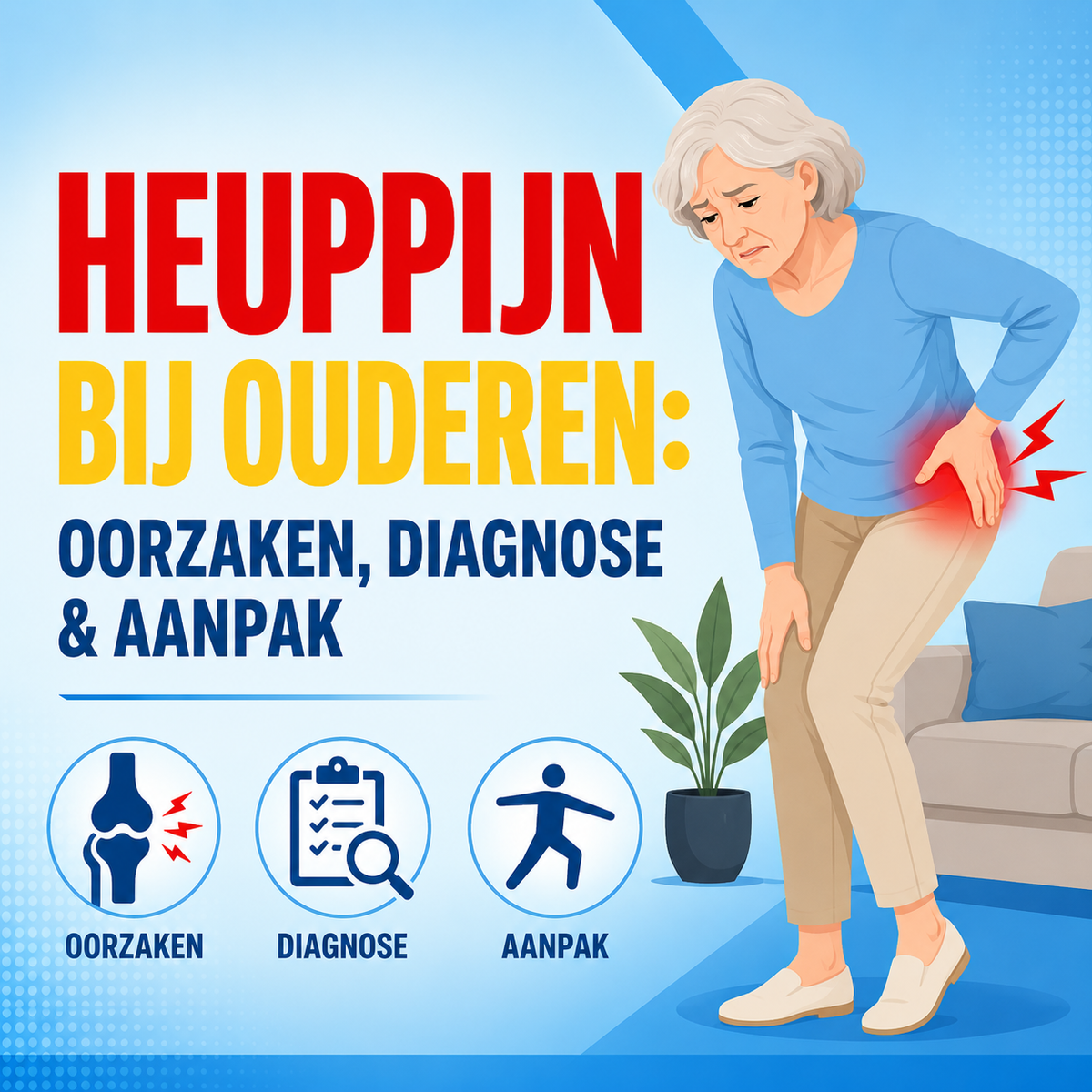 Heuppijn bij ouderen: oorzaken, diagnose en de complete aanpak