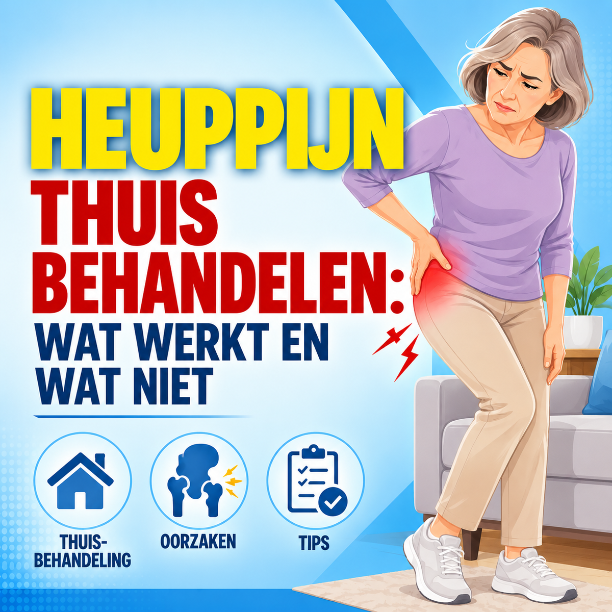 Heuppijn thuis behandelen: wat werkt en wat niet