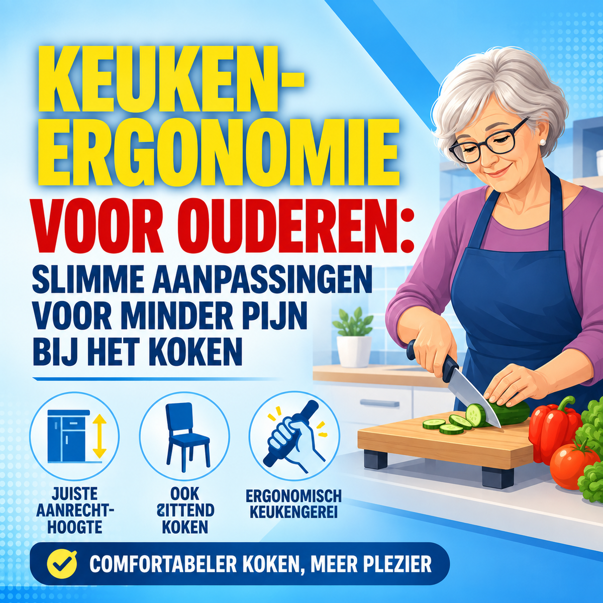 Keukenergonomie voor ouderen: aanpassingen voor minder pijn bij het koken