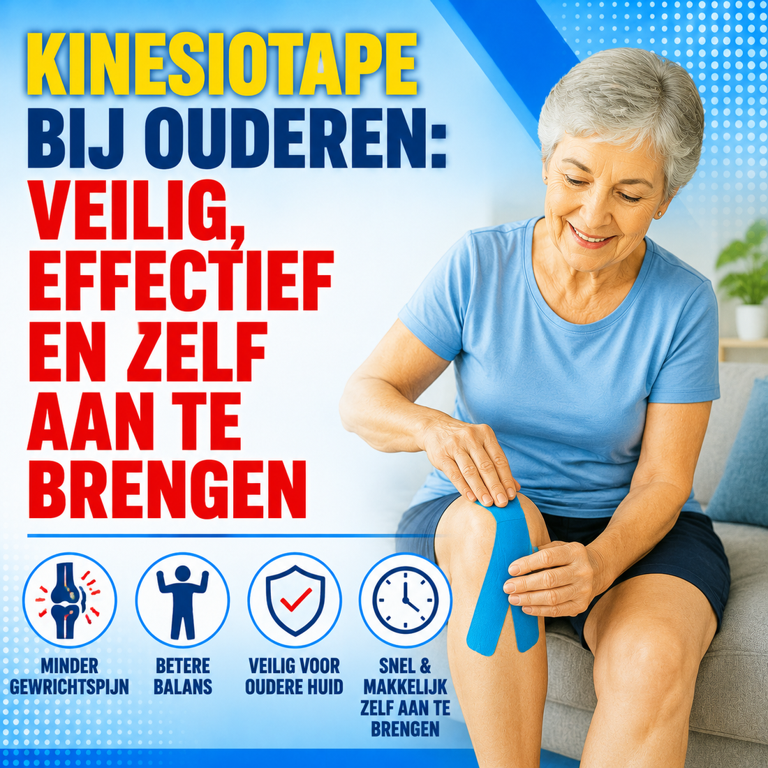 Kinesiotape bij ouderen: veilig, effectief en zelf aan te brengen