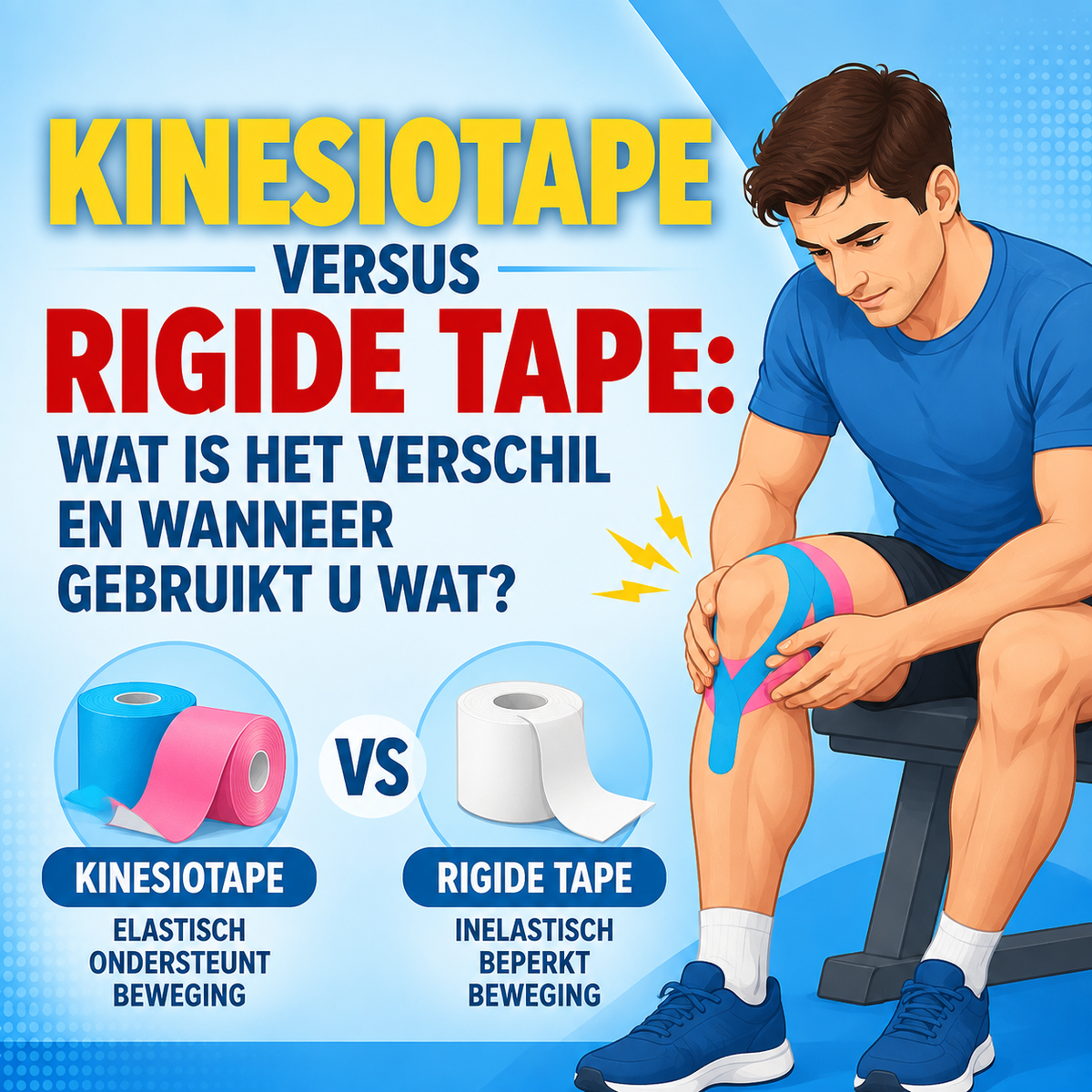 Kinesiotape versus rigide tape: wat is het verschil en wanneer gebruikt u wat?
