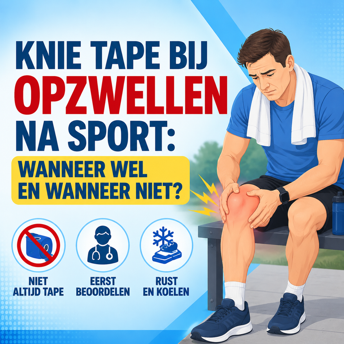 Knie tape bij opzwellen na sport: wanneer mag dat en wanneer niet?