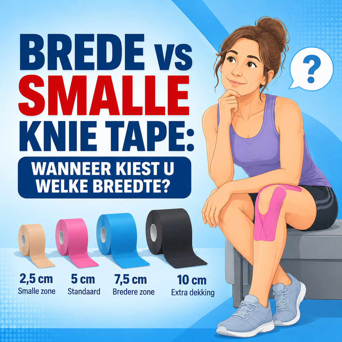 Brede vs smalle knie tape: wanneer kiest u welke breedte?