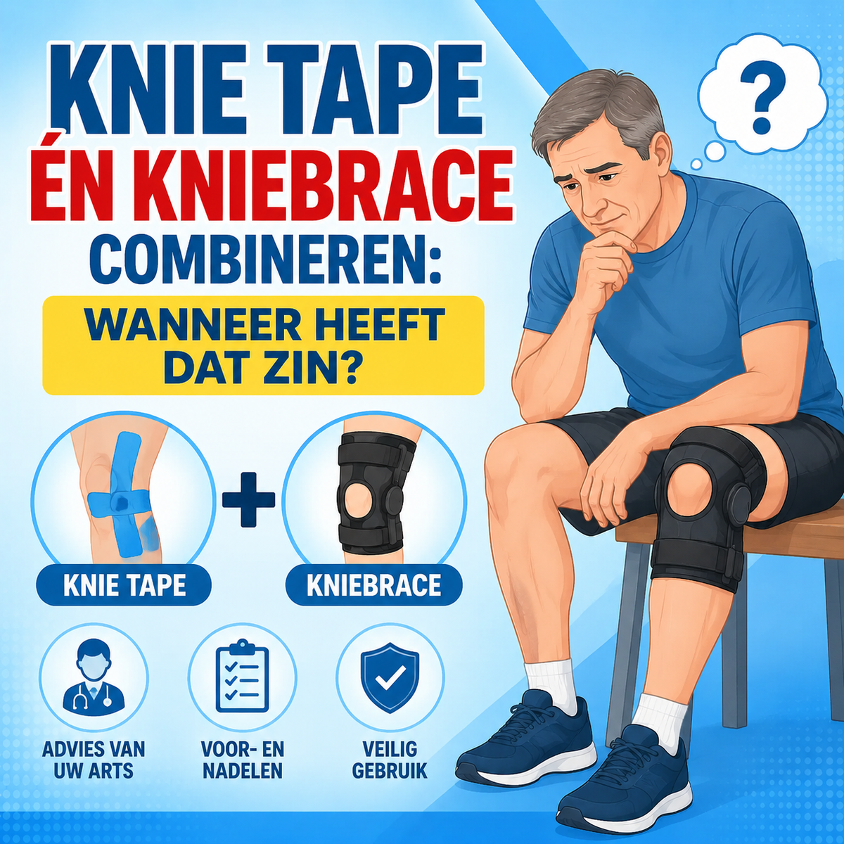 Knie tape én kniebrace combineren: wanneer heeft dat zin?