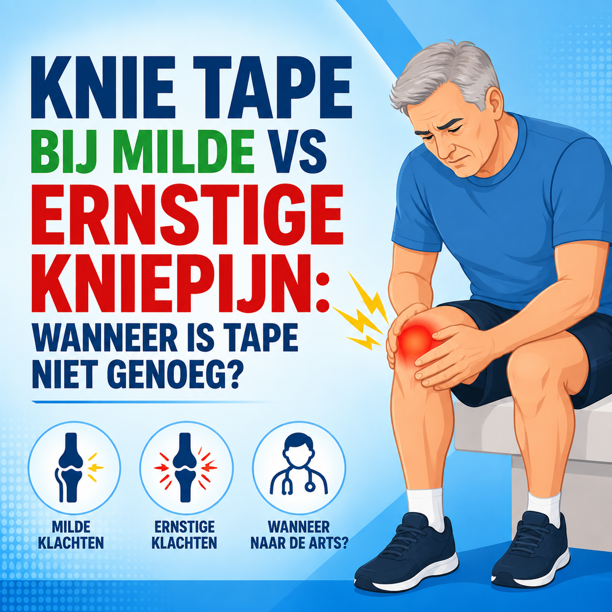 Knie tape bij milde vs ernstige kniepijn: wanneer is tape niet genoeg?