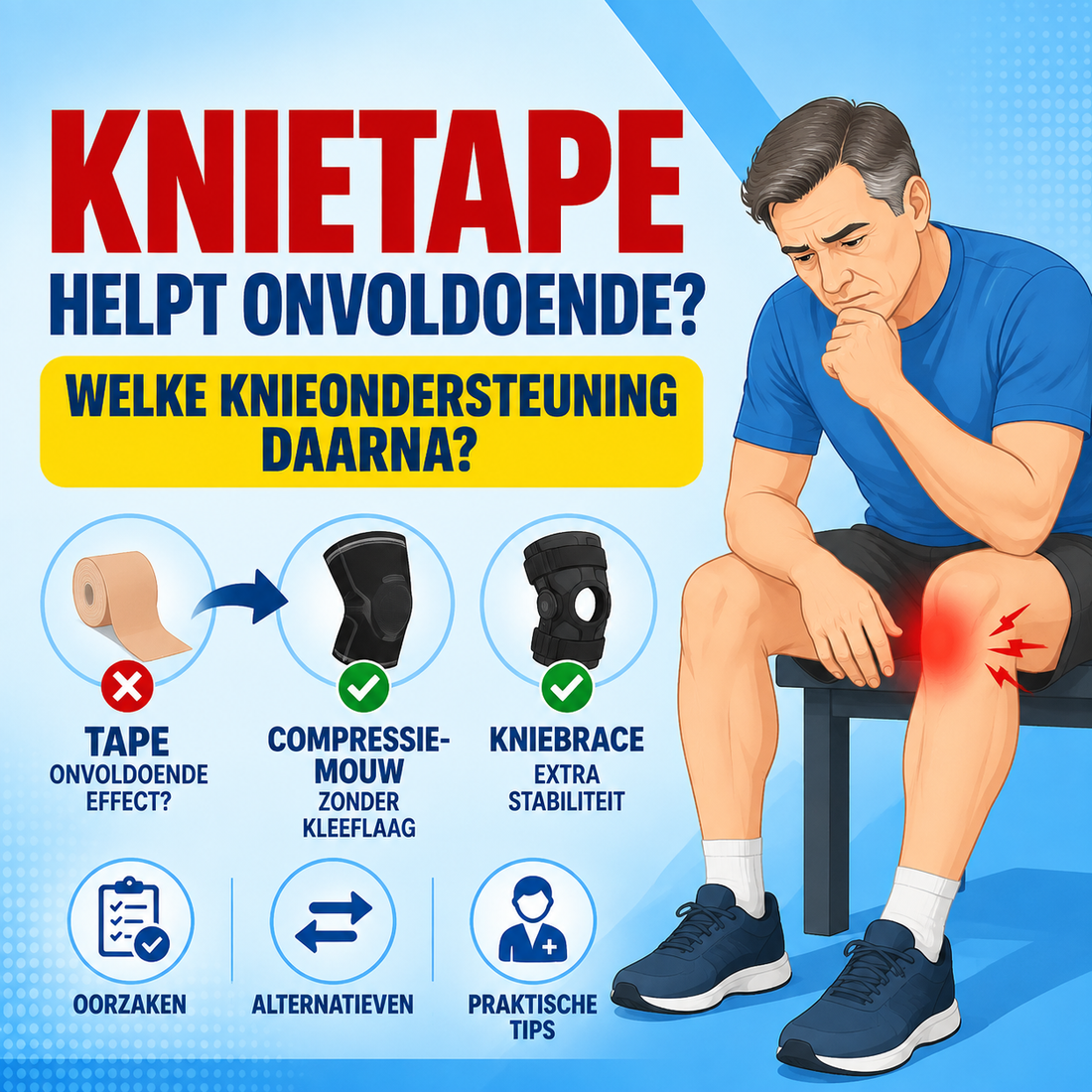 Knie tape helpt onvoldoende: welke knieondersteuning daarna?