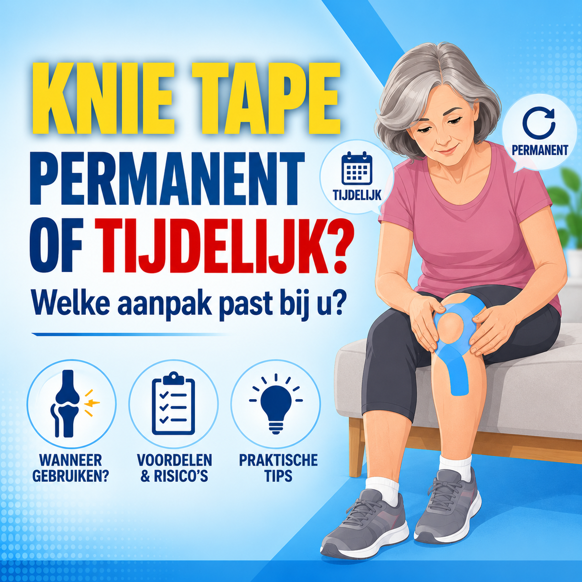 Knie tape permanent of tijdelijk gebruiken: welke aanpak past bij u?