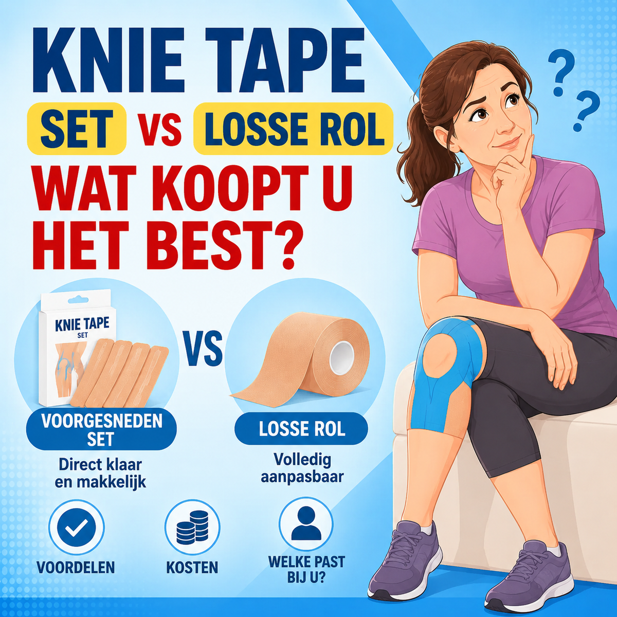 Knie tape set vs losse rol: wat koopt u het best?