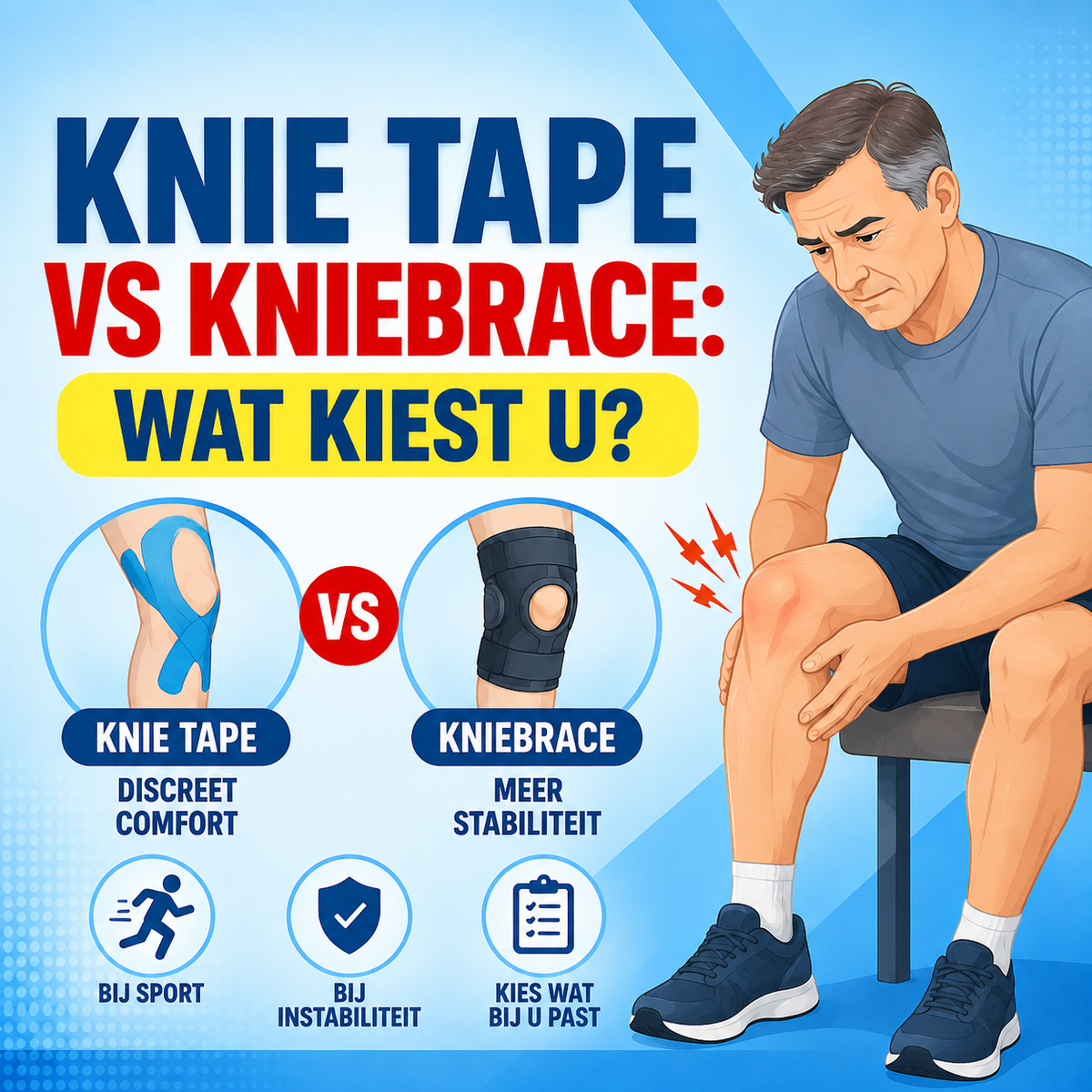 Knie tape vs kniebrace: wat kiest u bij kniepijn?