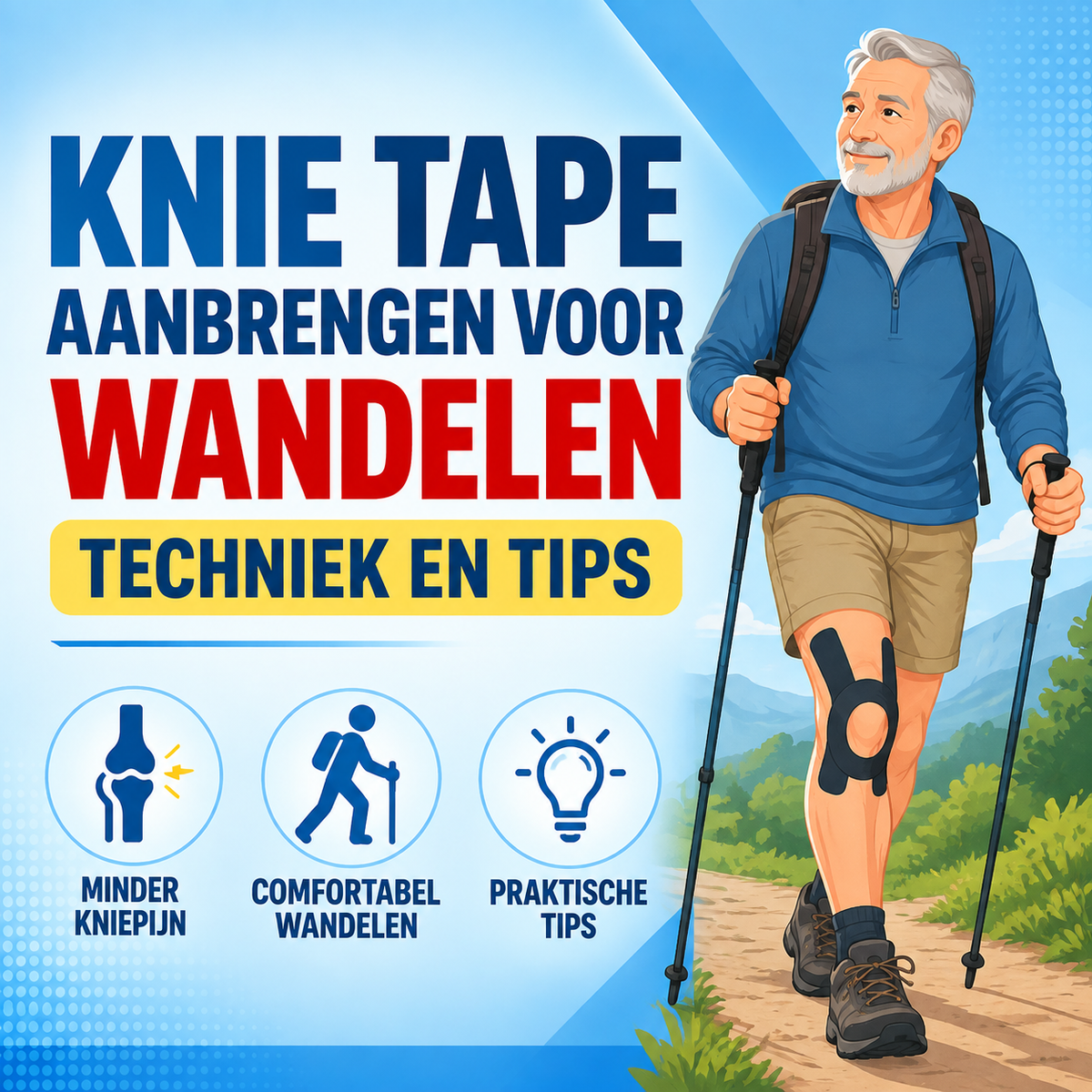 Knie tape aanbrengen voor wandelen: techniek en tips