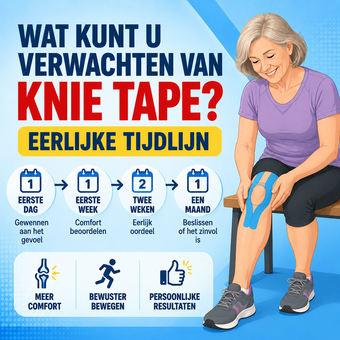 Wat kunt u verwachten van knie tape? Eerlijke tijdlijn