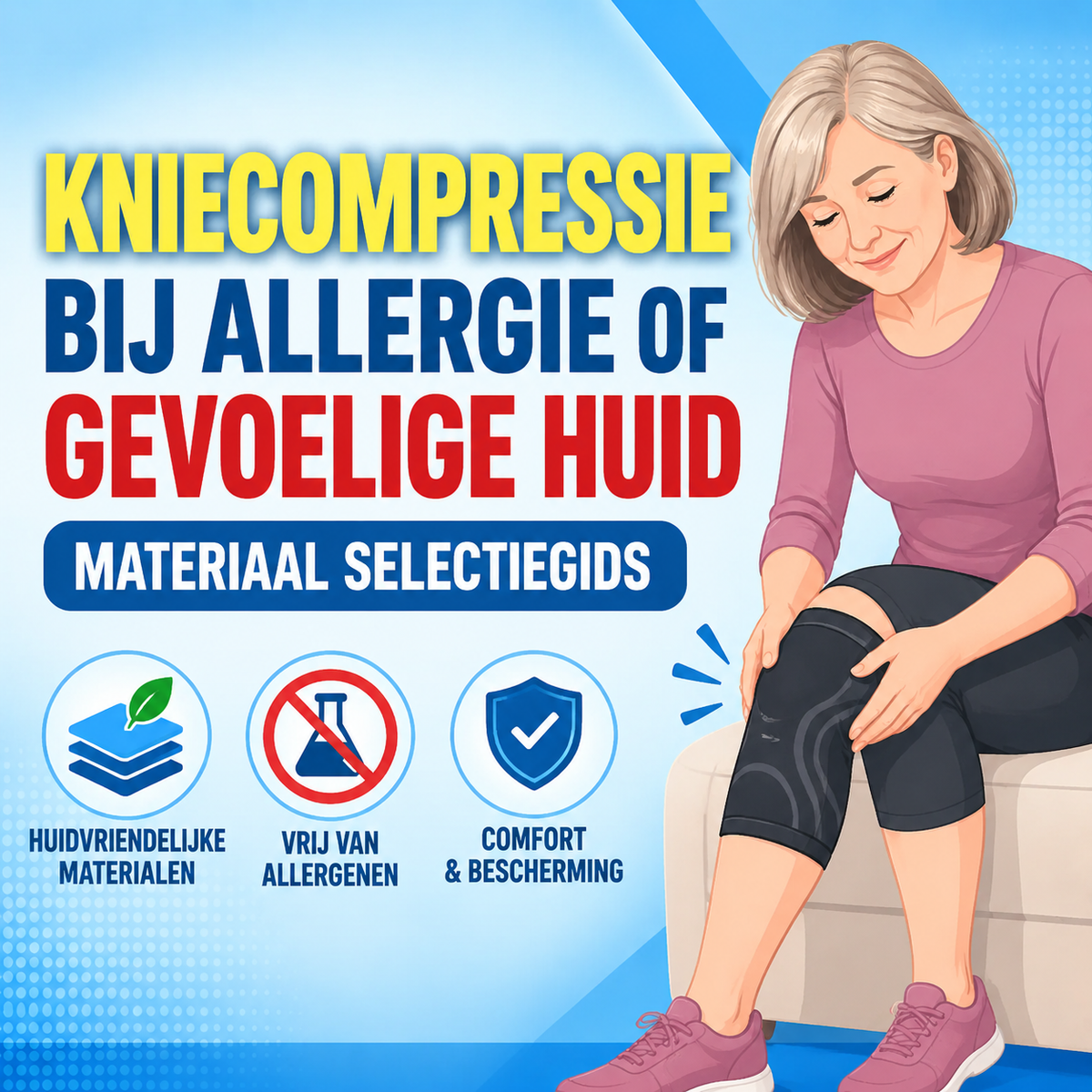 Kniecompressie bij allergie of gevoelige huid: materiaal selectiegids