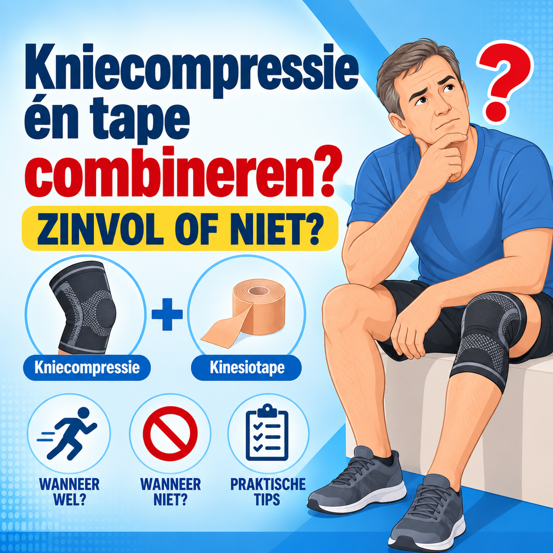 Kniecompressie én tape combineren: zinvol of niet?