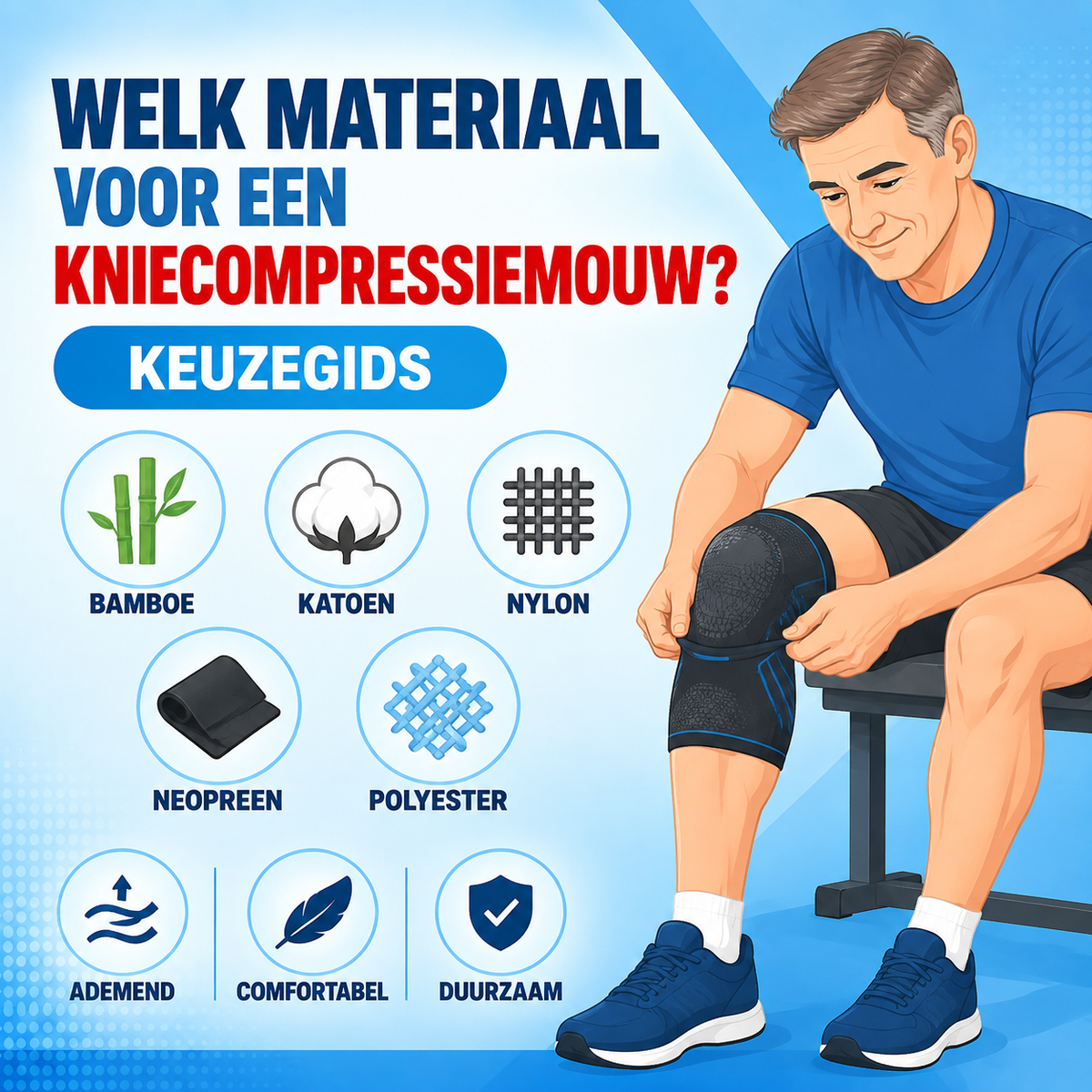 Welk materiaal voor een kniecompressiemouw? Keuzegids
