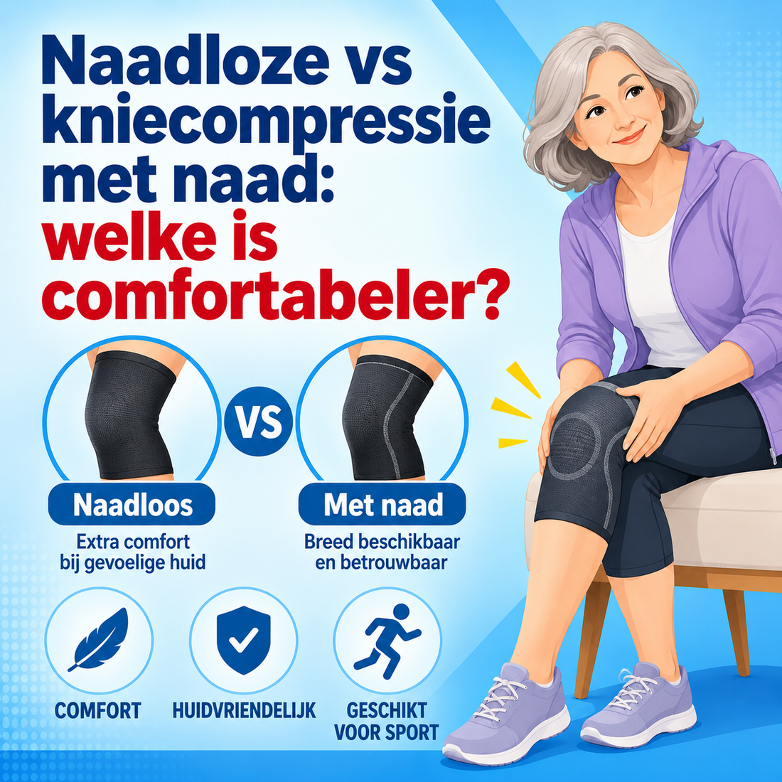 Naadloze vs kniecompressie met naad: welke is comfortabeler?
