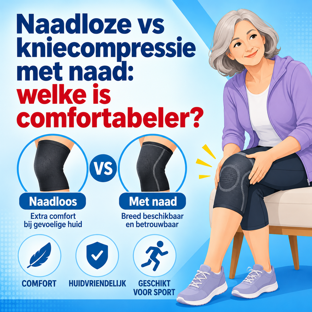 Naadloze vs kniecompressie met naad: welke is comfortabeler?